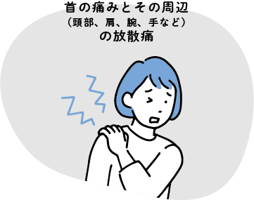 首の痛みとその周辺（頭部、肩、腕、手など）の放散痛